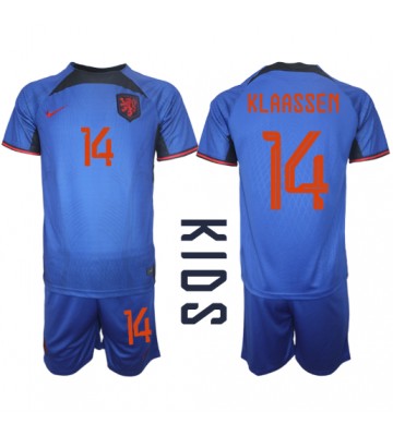 Nederland Davy Klaassen #14 Bortedraktsett Barn VM 2022 Kortermet (+ Korte bukser)
